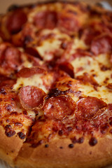 Image showing Pepperoni pizza closeup with selective focus