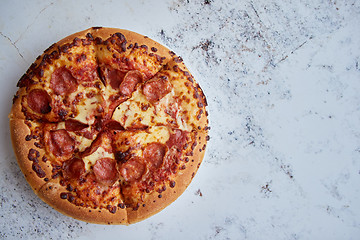 Image showing Pizza pepperoni with mozzarella cheese, tomato sauce and salami