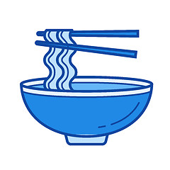 Image showing Noodle soup line icon.