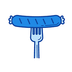 Image showing Grilled sausage line icon.