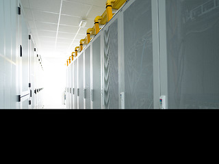 Image showing modern server room with white servers