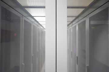 Image showing modern server room with white servers