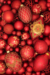 Image showing Red Bauble Christmas Decorations