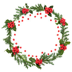 Image showing Holly and Juniper Fir Wreath