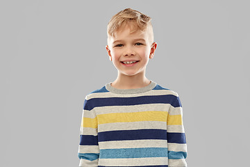 Image showing portrait of smiling boy in striped pullover