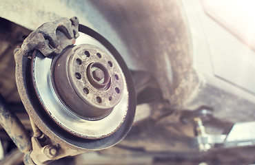 Image showing car brake disc at repair station