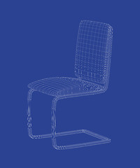 Image showing 3D wire-frame model of dining chair
