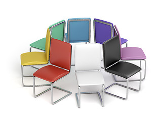 Image showing Colorful dining chairs