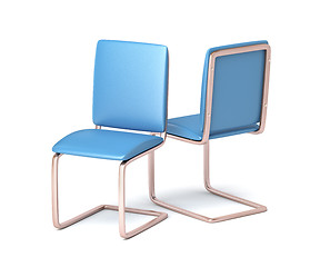 Image showing Modern blue leather chairs