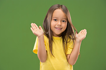 Image showing The happy teen girl standing and smiling