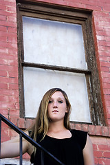 Image showing Beautiful Girl posing outdoors on stairs in the City