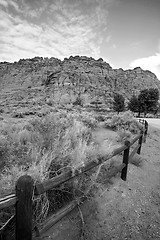 Image showing Hiking Path in Snow Canyon with Rails in the Image - Utah