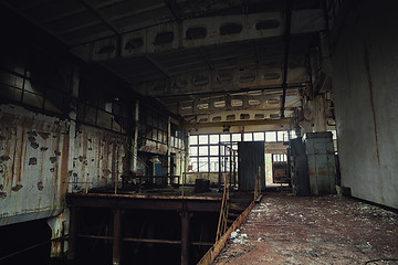 Image showing Dark industrial interior of factory