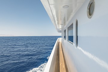 Image showing Corridor of luxury yacht angle shot