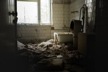 Image showing Old laundry room of abandoned hospital