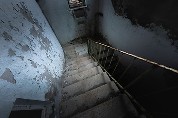 Image showing Abandoned old staircase angle shot