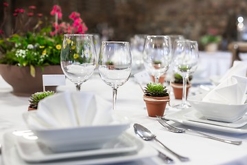 Image showing Closeup of a table at the dining hall