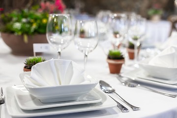 Image showing Closeup of a table at the dining hall