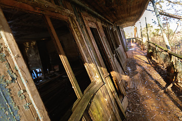 Image showing Damaged boathouse at the swamps