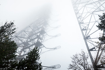 Image showing Large antenna complex in the mist