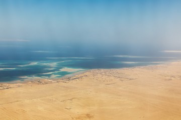 Image showing Desert and sea aerial shot