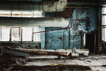 Image showing Dark industrial interior of factory