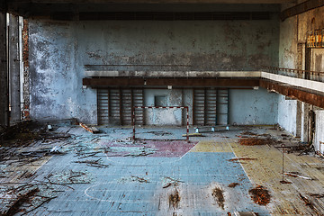 Image showing Abandoned sport room in ghost town