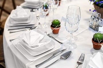 Image showing Closeup of a table at the dining hall