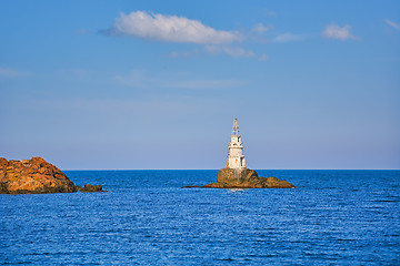 Image showing Small Lighthouse in the Sea