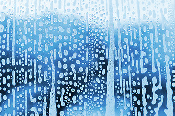 Image showing Abstract texture with soap foam pattern on glass