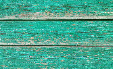 Image showing Texture of old wooden green fence