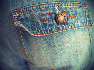 Image showing Blue jeans with pockets close-up