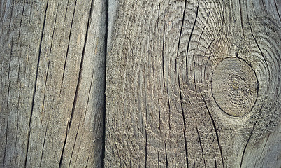 Image showing Old weathered wooden texture with rings and cracks