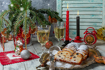 Image showing Festively served Christmas table.