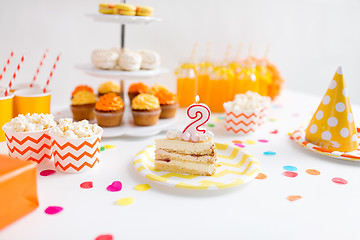 Image showing piece of cake on plate at birthday party