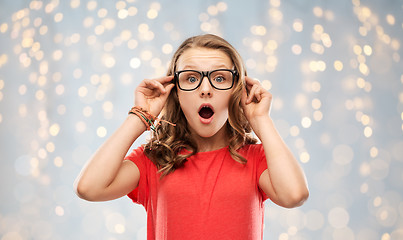 Image showing surprised or shocked teenage girl in glasses