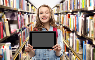 Image showing student girl with tablet pc at school library