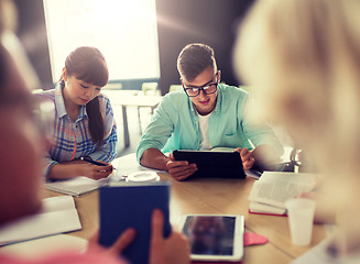 Image showing group of high school students with tablet pc