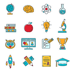 Image showing Online Education colored Line Web Icon Set