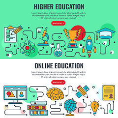 Image showing Education Horizontal Banners with Line Icons