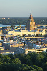 Image showing Historical part of Riga Latvia and Academy of Sciences.