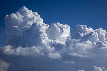 Image showing Clouds frame as a creative blue sky background.