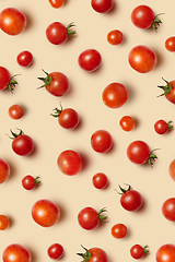 Image showing Vegetable pattern with ripe fresh organic cherry tomatoes.