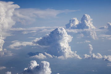 Image showing Blue sky landscape with big cumulus clouds.