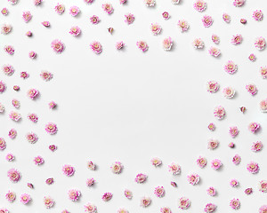 Image showing Congratulation frame from small pink flowers.