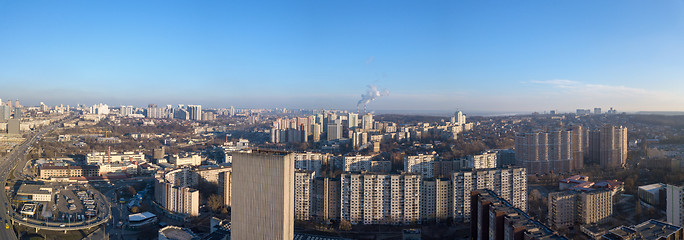 Image showing Panoramic view from drone of city landscape with buildings.