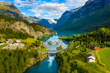 Image showing lovatnet lake Beautiful Nature Norway.