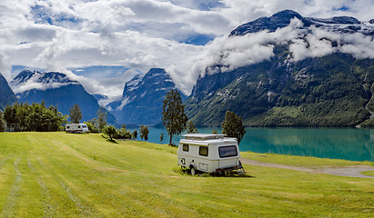 Image showing Family vacation travel RV, holiday trip in motorhome