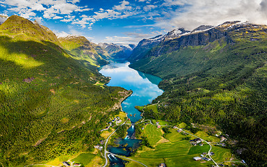 Image showing lovatnet lake Beautiful Nature Norway.