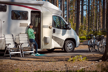 Image showing Family vacation travel RV, holiday trip in motorhome